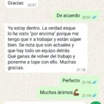 Comentario de opositor por WhatsApp