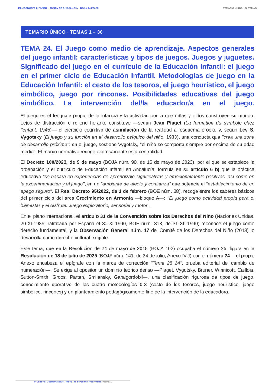Página real del Temario Resumen Educadora Infantil Andalucía